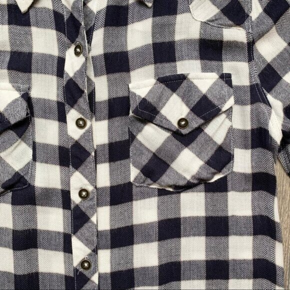 Anthropologie Ash and Ember Button Down Front Shirt Flannel Plaid Black Size S - Picture 8 of 14